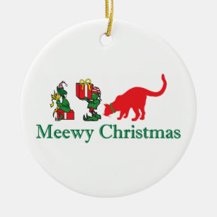 Ornamento De Cerâmica Gatos de Natal Meewy feliz