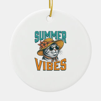 Ornamento De Cerâmica Gatos de Vibrações de Verão Design de Gravação Vin