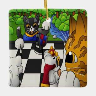 Ornamento De Cerâmica Gatos de xadrez no parque