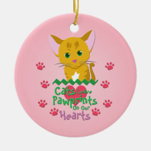 Ornamento De Cerâmica Gatos Deixam Pawprint