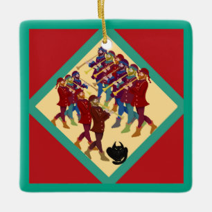 Ornamento De Cerâmica Gatos Doze Dias De Natal 11 Pipers