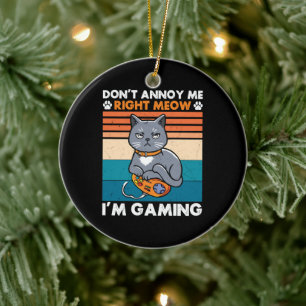 Ornamento De Cerâmica Gatos E Jogos Para O Jogo De Vídeo Gamer Do Gato D