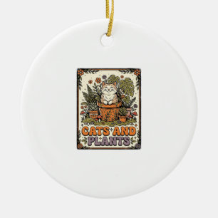 Ornamento De Cerâmica Gatos E Plantas Casa De Campo Vintage De Gatos Pla