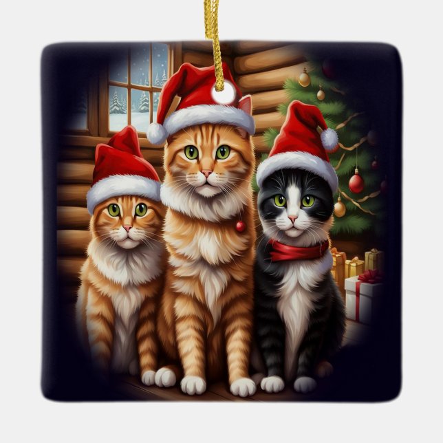 Ornamento De Cerâmica Gatos Fofos (Frente)