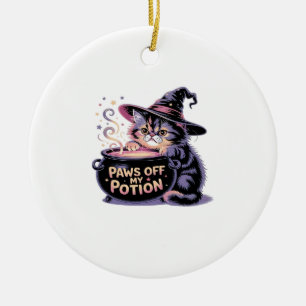 Ornamento De Cerâmica Gatos Fora da Minha Poção, Kawaii Halloween Bruxa 