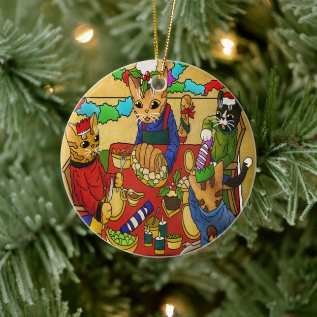 Ornamento De Cerâmica Gatos Jantes de Natal Britânicos (Árvore)