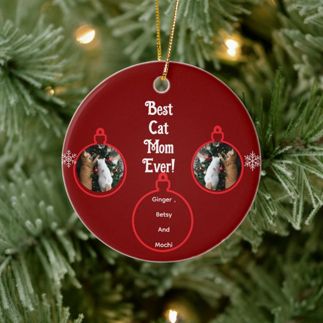 Ornamento De Cerâmica Gatos na Árvore de Natal Personalizar  (Árvore)