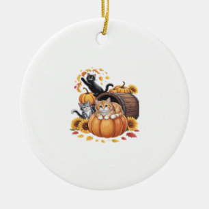Ornamento De Cerâmica Gatos Outono Abóboras Dia de Ação de Graças Girass