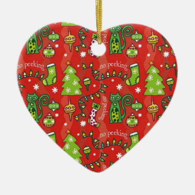 Ornamento De Cerâmica Gatos para o Natal (Frente)