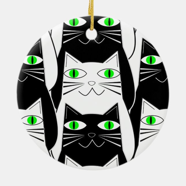 Ornamento De Cerâmica Gatos Pretos e Brancos (Traseira)