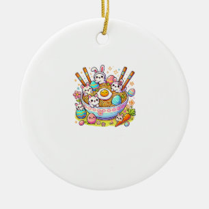 Ornamento De Cerâmica Gatos Ramen da Páscoa Fofos Anime Feliz Dia da Pás