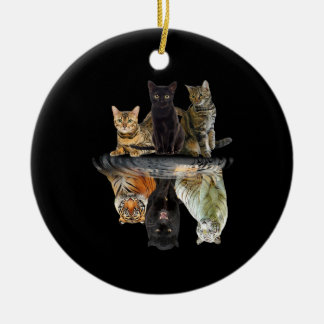 Ornamento De Cerâmica Gatos Refletem Amigos De Gato Tigre