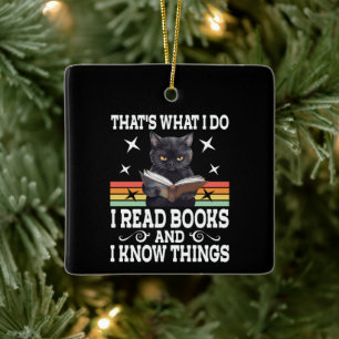Ornamento De Cerâmica Gatos Retro Livros O Leitor Halloween Lendo Presen