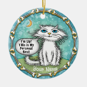 Ornamento De Cerâmica Gatos Scraggles Melhor Pessoal