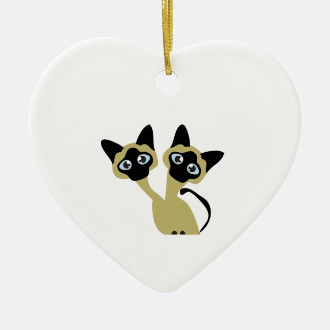 Ornamento De Cerâmica Gatos Siamese (Frente)