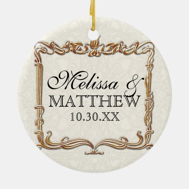 Ornamento De Cerâmica Gatsby Art Deco Nouveau Lace Faux Dourada Tulip (Traseira)