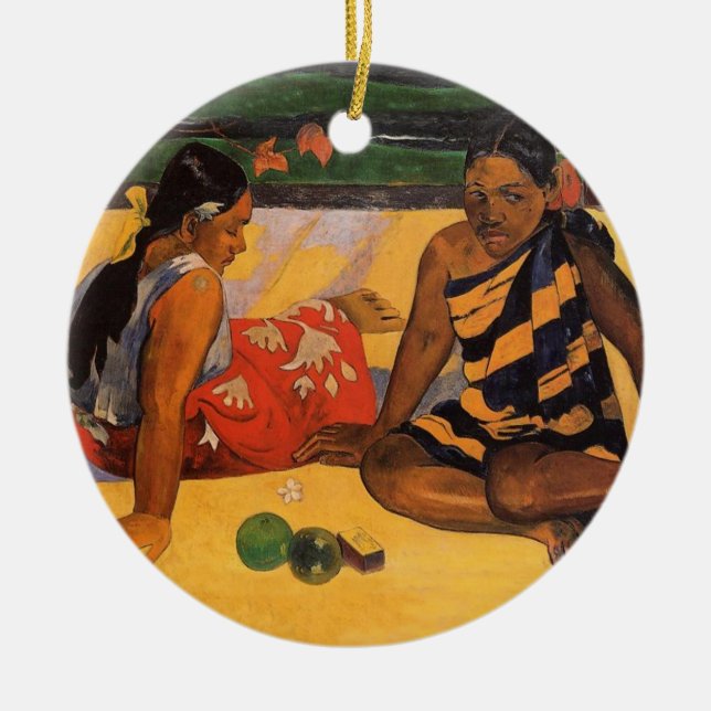 Ornamento De Cerâmica Gauguin French Polynesia Tahiti Women (Frente)