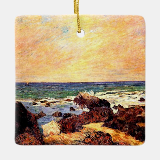 Ornamento De Cerâmica Gauguin - Rocks and Sea, 1886, pintura (Frente)