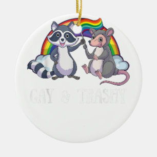 Ornamento De Cerâmica Gay e Trashy Possum Raccoon Sinalizador LGBT Ga