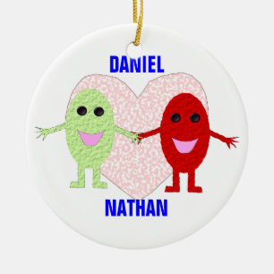 Ornamento De Cerâmica Gay Mens Adoram Uvas Cardíacas Personalizadas