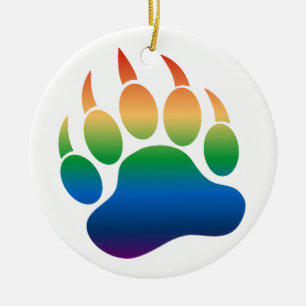 Ornamento De Cerâmica Gay Urso Pata Gradiente Arco-íris -ornoment
