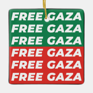 Ornamento De Cerâmica Gaza Livre - Cores da Bandeira da Palestina