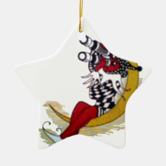 Ornamento De Cerâmica Gaze Cósmica: Elf na Aventura da Lua (Frente)