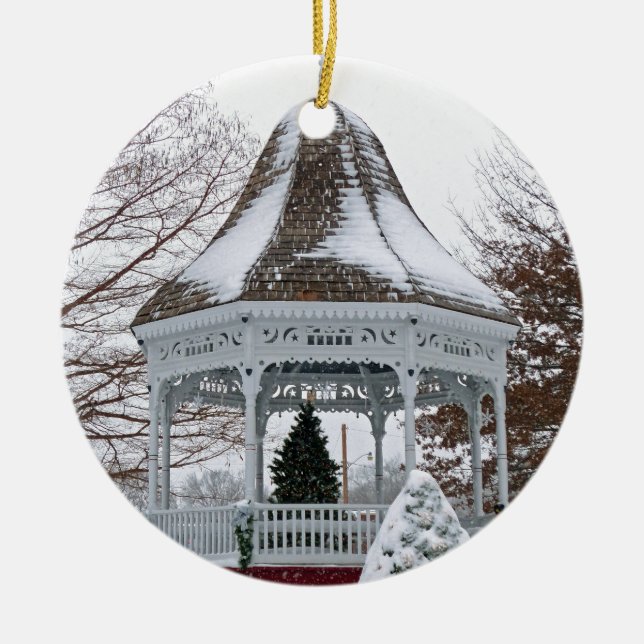Ornamento De Cerâmica Gazebo na neve (Frente)