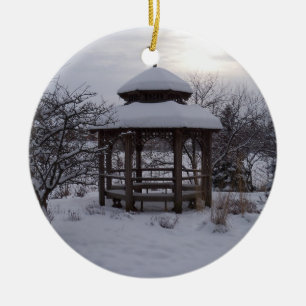 Ornamento De Cerâmica Gazebos nevado