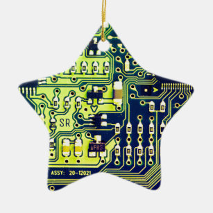 Ornamento De Cerâmica Geek de circuito impresso verde PCB Personalizado