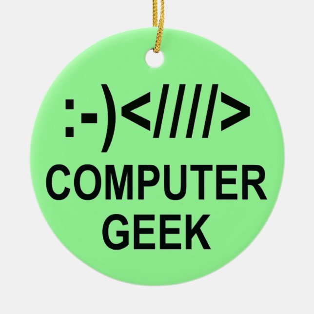 Ornamento De Cerâmica Geek de Computador Natal (Frente)