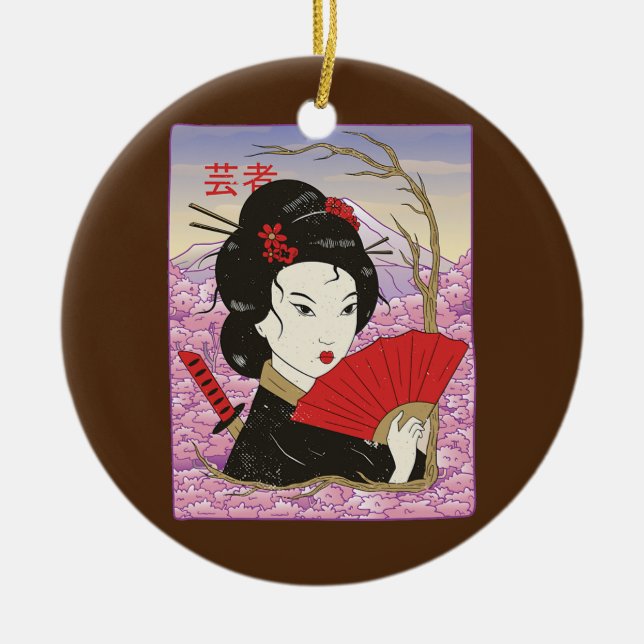 Ornamento De Cerâmica Geisha Samurai Japan Culture Japanese Kawaii (Frente)