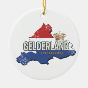 Ornamento De Cerâmica Gelderland Netherlands Vintage Map Holandês Souven