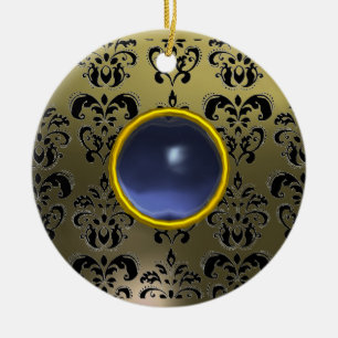 ORNAMENTO DE CERÂMICA GEM NEGRA DE CINZA AZUL DE CLASSE