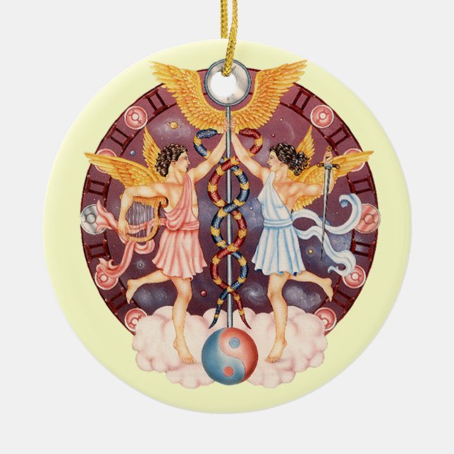 Ornamento De Cerâmica Gêmeos do zodíaco - personalize-o! (Frente)