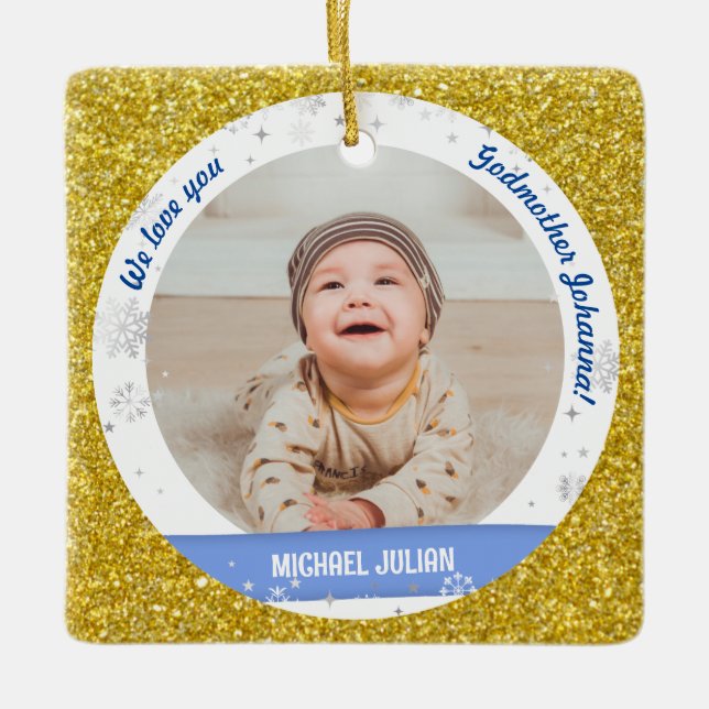 Ornamento De Cerâmica Gêmeos Fotografias Godman Primeiro Natal Bebê (Frente)