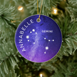 Ornamento De Cerâmica Gemini Zodiac Ornament Personalizado Gift Zodiac
