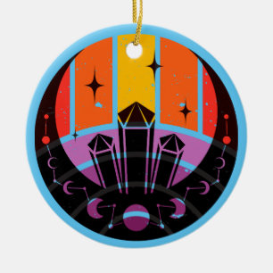 Ornamento De Cerâmica Gemstone Fase Lua Stars Sunset