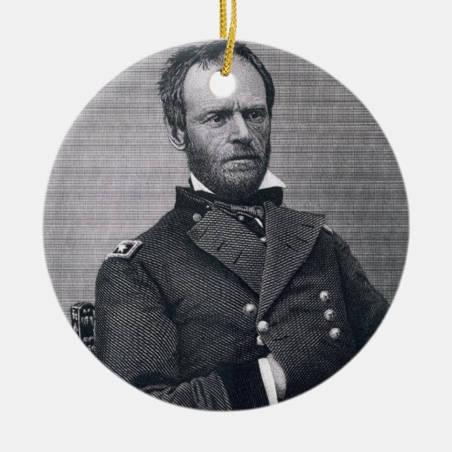 Ornamento De Cerâmica General William Tecumseh Sherman, gravado após a (Frente)