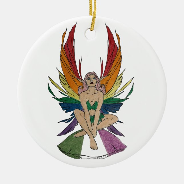 Ornamento De Cerâmica Gênero queer Fada (Frente)