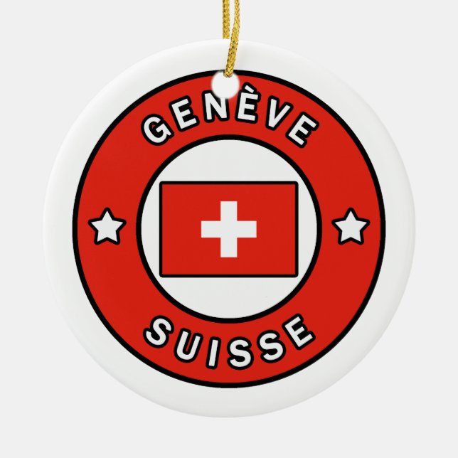 Ornamento De Cerâmica Genève Suisse (Frente)