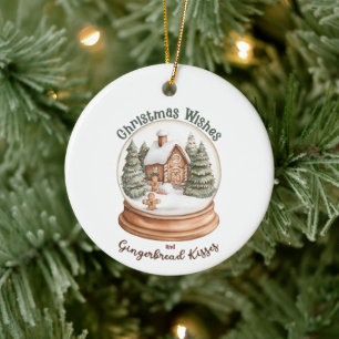Ornamento De Cerâmica Gengibre Natal Holiday Snow Globe