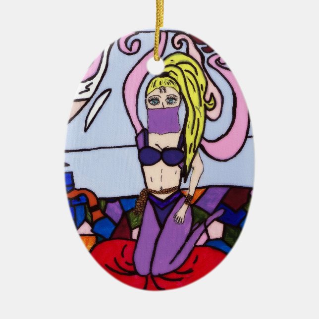 ORNAMENTO DE CERÂMICA GÉNIOS EM UMA GARRAFA (Frente)