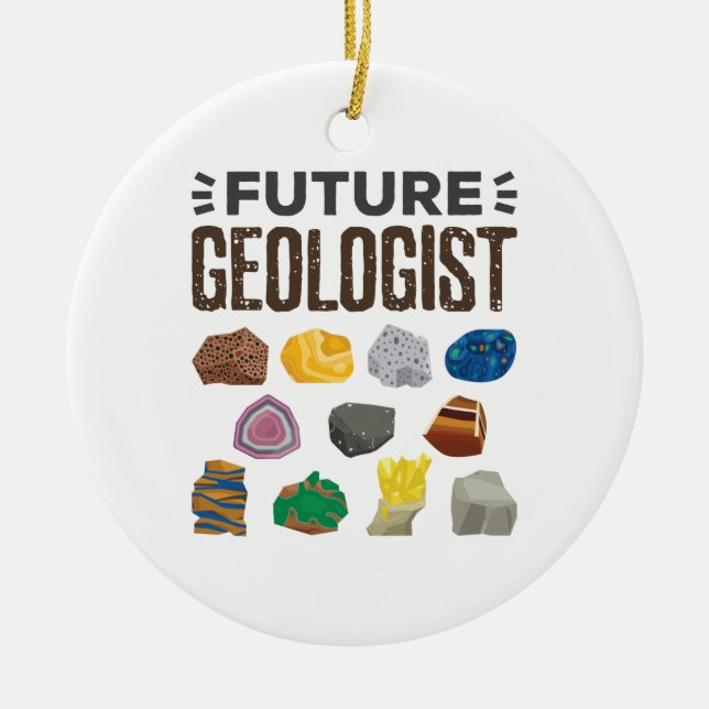Ornamento De Cerâmica Geologista Futuro Rocha Gems (Frente)