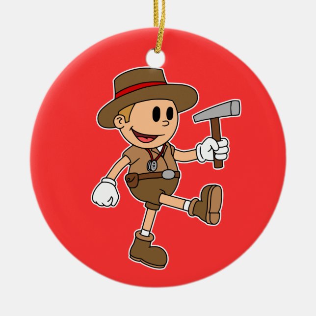 Ornamento De Cerâmica Geólogo de Cartoons Retroativos (Adicione Seu Nome (Frente)