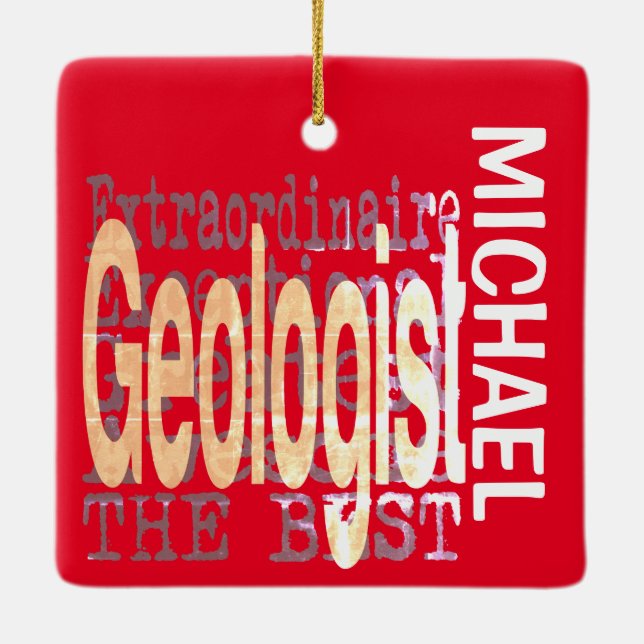 Ornamento De Cerâmica Geólogo Extraordinário PERSONALIZADO (Verso)
