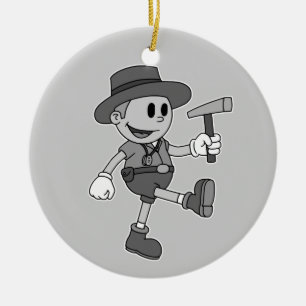 Ornamento De Cerâmica Geólogo retro dos desenhos animados (adicione seu