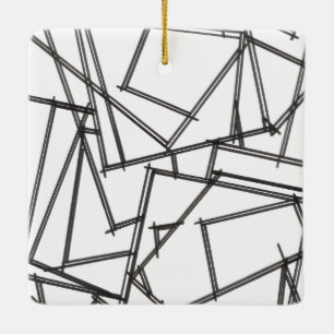 Ornamento De Cerâmica Geométrico Preto e Branco