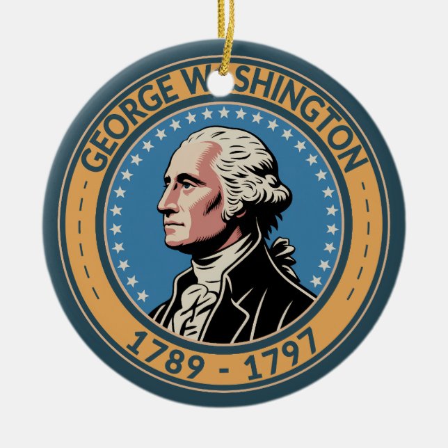 Ornamento De Cerâmica George Washington US President Illustration Badge (Frente)