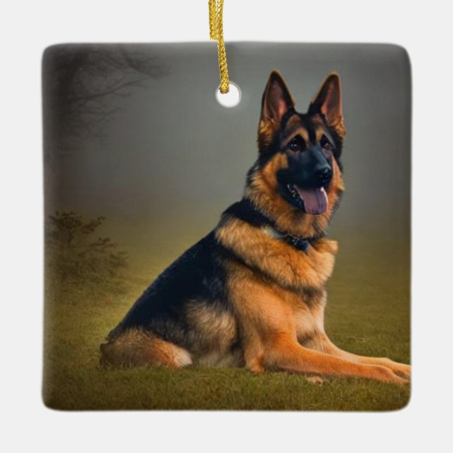 Ornamento De Cerâmica German shepherd (Frente)